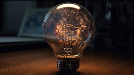Poster - Creative brainy smart ideation Light Bulb. Generative ai