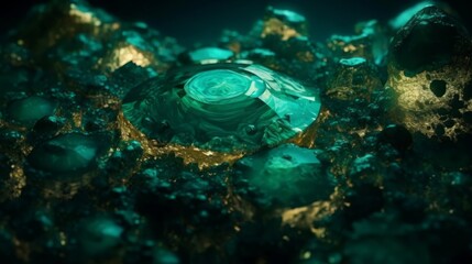Poster - Emerald Jade Texture with Luminous Enhancements. Generative ai