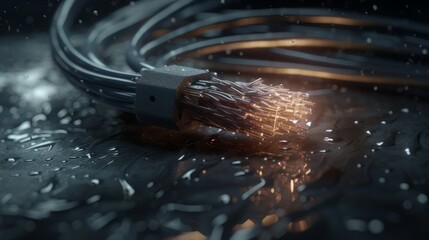 Aufkleber - Fiber optic cable runs data connections. Generative ai
