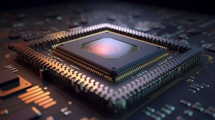 Poster - Abstract electronic circuit board background with motherboard and CPU and GPU, generative ai