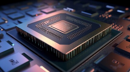 Poster - Abstract electronic circuit board background with motherboard and CPU and GPU, generative ai