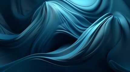 Aufkleber - Digital dynamic cyber wave. Abstract futuristic blue background with dots and lines. Big data visualization. 3D rendering. Generative ai