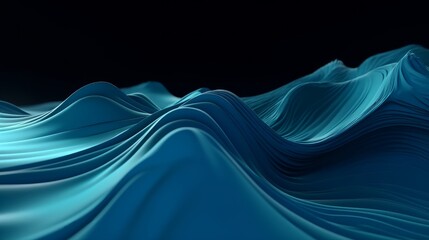 Aufkleber - Digital dynamic cyber wave. Abstract futuristic blue background with dots and lines. Big data visualization. 3D rendering. Generative ai