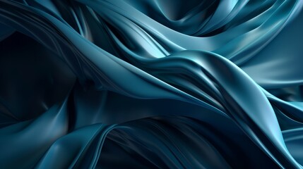 Aufkleber - Digital dynamic cyber wave. Abstract futuristic blue background with dots and lines. Big data visualization. 3D rendering. Generative ai
