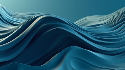 Aufkleber - Digital dynamic cyber wave. Abstract futuristic blue background with dots and lines. Big data visualization. 3D rendering. Generative ai