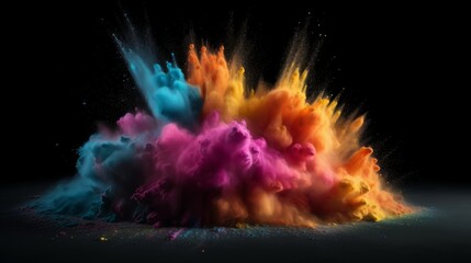 Poster - Colored powder explosion. Copy space. Generative ai