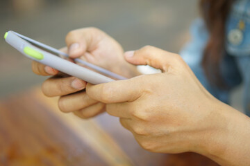 Poster - phone in woman hand using phone