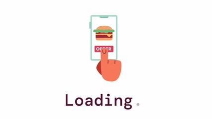 Fototapete - Hamburger order loader animation. Mobile phone with fast food app. Flash message 4K video footage. Isolated color loading progress indicator with alpha channel transparency for UI, UX web design