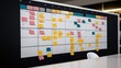 A close-up of a project timeline or Kanban board in a office
