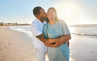 Wall Mural - You are my whole world and more. Shot of an affectionate young couple relaxing together at the beach.