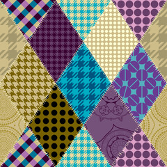 Poster - Geometric abstract pattern. Textile patchwork plaid style. Seamless vector pattern.