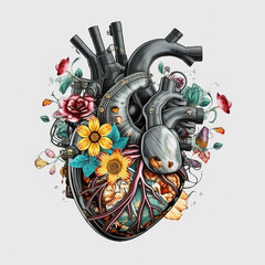 Poster - flowers  heart clip art Generative AI