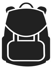 Sticker - Backpack icon. Black tourist bag. Hiking symbol