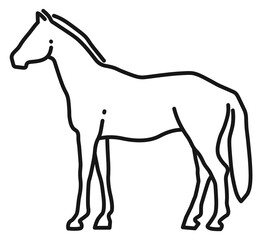 Sticker - Horse line icon. Farm animal. Equestrain symbol