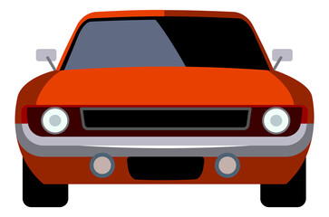 Poster - Retro car front view. Cartoon coupe icon