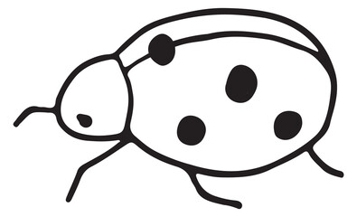 Sticker - Ladybug doodle. Beetle sketch. Ladybird line drawing