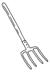 Sticker - Pitchfork icon. Hand drawn farmer tool sketch