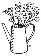 Sticker - Flower bouquet in rustic pot vase doodle icon