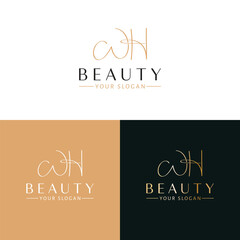 Beauty vector logo design. WH initials logotype. Letters W and H logo template.