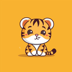 Wall Mural - Cute kawaii tiger chibi mascot vector cartoon style