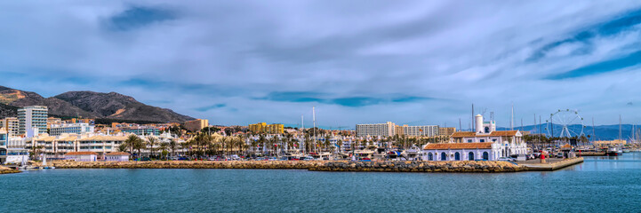 Wall Mural - Benalmadena marina Spain outer harbour Spain, Costa Del Sol panoramic view