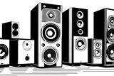 Fototapeta Boho - Retro audio speakers and subwoofers