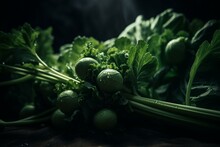 A Healthy Green Vegetable With Florets And Stalks. Generative AI