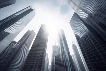 Poster - modern city skyline with tall buildings and skyscrapers. Generative AI