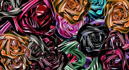 Poster - Abstract texture psychedelic fractal of chaotic figures of various shapes and sizes