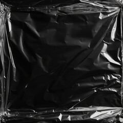 vinyl sleeve worn transparent plastic wrap on black background. Generative AI