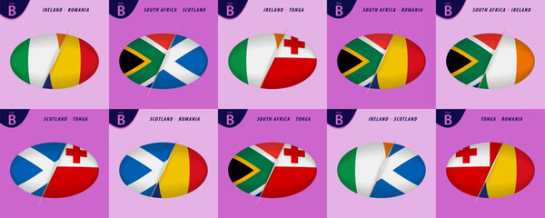 Rugby versus icons for Pool B of international rugby tournament 2023, all games of pool B.