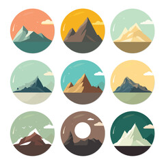 Sticker - Mountain set vector illustration isolated