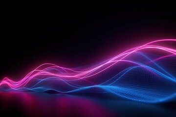 abstract futuristic background with pink blue glowing neon moving high speed wave lines and bokeh li