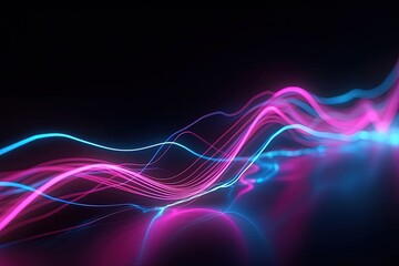 Wall Mural - abstract futuristic background with pink blue glowing neon moving high speed wave lines and bokeh lights. Data transfer concept Fantastic wallpaper, Ai Generative
