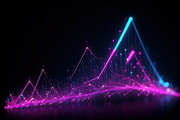 Wall Mural - abstract futuristic background with pink blue glowing neon moving high speed wave lines and bokeh lights. Data transfer concept Fantastic wallpaper, Ai Generative