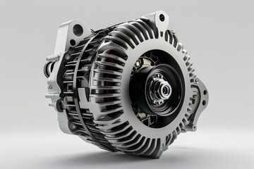 Wall Mural - 3D render of a car alternator isolated on white. Generative AI
