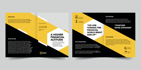 Wall Mural - Financial Advisor bifold brochure template. A clean, modern, and high-quality design bifold brochure vector design. Editable and customize template brochure