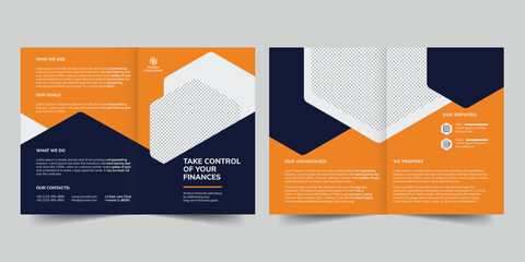 Wall Mural - Finance Consultant bifold brochure template. A clean, modern, and high-quality design bifold brochure vector design. Editable and customize template brochure