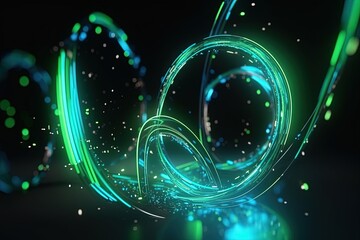 abstract futuristic background with green blue glowing neon moving high speed wave lines and bokeh lights. Data transfer concept Fantastic wallpaper, Ai Generative