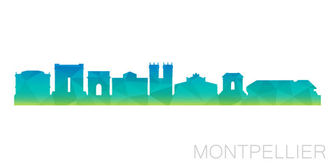 Wall Mural - Montpellier, France Low Poly Skyline Clip Art City Design. Geometric Polygon Graphic Horizon Icon. Vector Illustration Symbol.