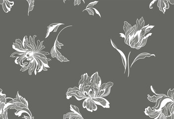 Wall Mural - Seamless vintage floral lace pattern