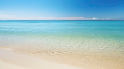 Poster -  Serene beach scene with crystal clear water and golden sand, generative ai