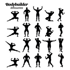 Wall Mural - Bodybuilder silhouette vector illustration set.