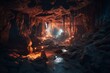 Detailed volcanic dungeon with mysterious aura. Generative AI