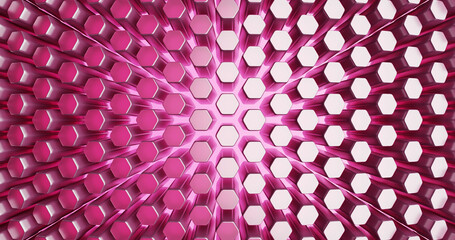Poster - Mosaic of hexagons, surface of geometric blocks. 3d rendering