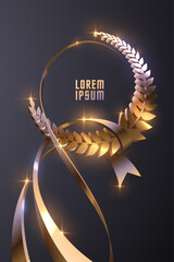 Wall Mural - golden award template with wreath element