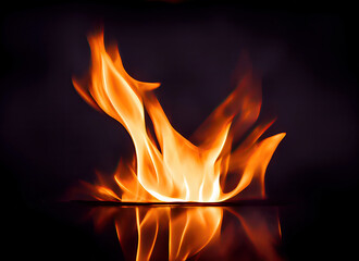 Wall Mural - flames of fire on a black background.