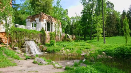 Canvas Print - Ruins Pavilion panorama, Arboretum Oleksandriya, Ukraine