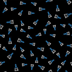 Poster - Line Paint brush icon isolated seamless pattern on black background. Vector