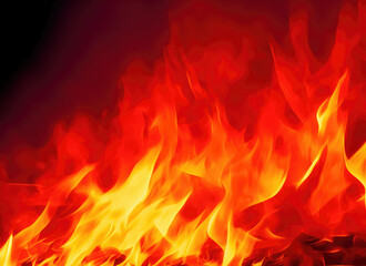 Wall Mural - flames of fire on a black background.